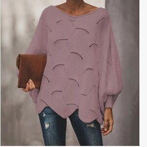 NWT  DOSE hollow-out crochet light purple (lavender)Sweater size S